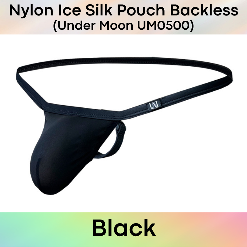 Men's GString: Nylon Ice Silk Pouch with Groin Buckle Backless Freedom Underwear (UM0500)