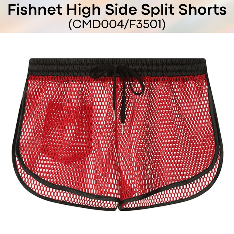 Men's Shorts: Polyester Fish Net See Through with Drawstring/Rear Pocket Shorts (F3501/CMD004)