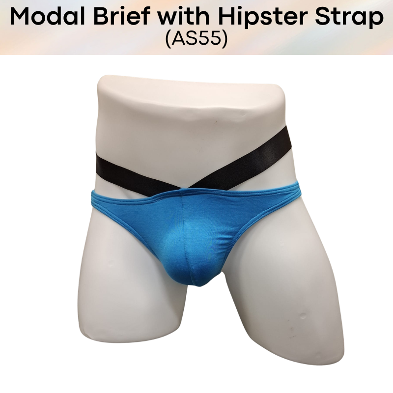 Men's Brief: Modal Bikini Brief with Hip V Strap Underwear (AS55)