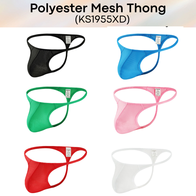 Men's Thong: Polyester Mesh Thong Underwear (KS1955XD)