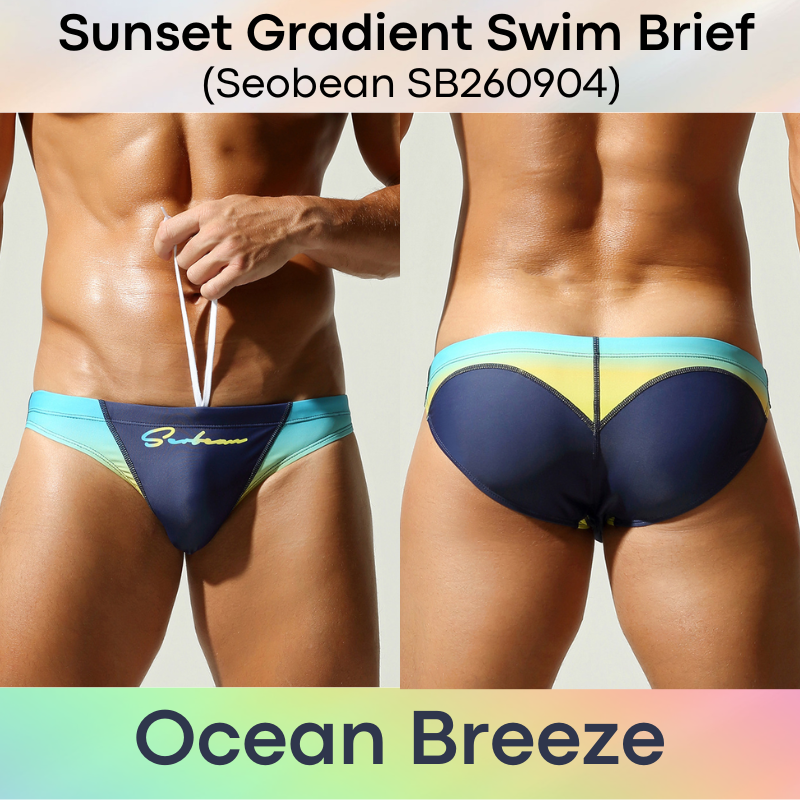 Lifestyle: Men's Sunset Gradient Printed Swimming Brief Trunks (SB260904)