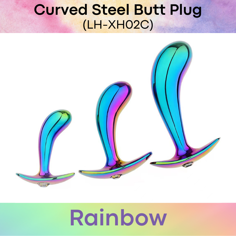 Adult Toy : Curved Stainless Steel Butt Plug (LH-XH02C)