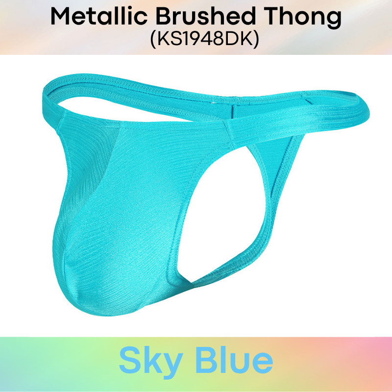 Men's Thong: Polyester Metallic Brushed Thong with 3D Pouch (KS1948DK)