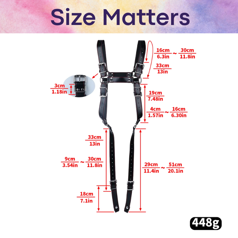 Adult Toy: PU Leather Harness Body Strap for Penis Ring or Chastity Cage Ring (FRRKPU11)