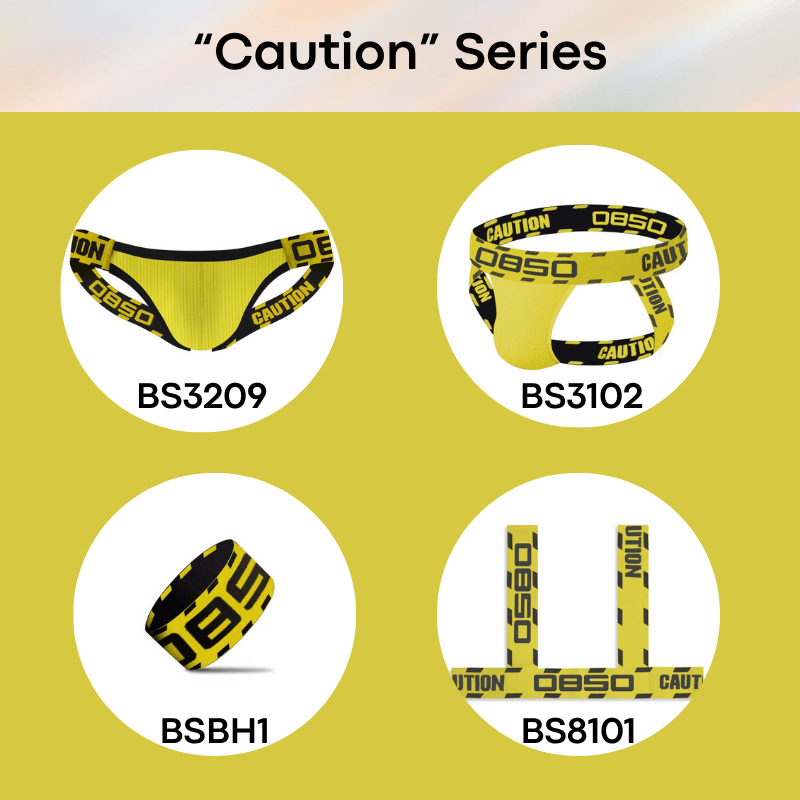 Men's Strap: Nylon Spandex Harness Back Cross Strap with Embroidered Logo/Text "0850 Caution" (BS8102)