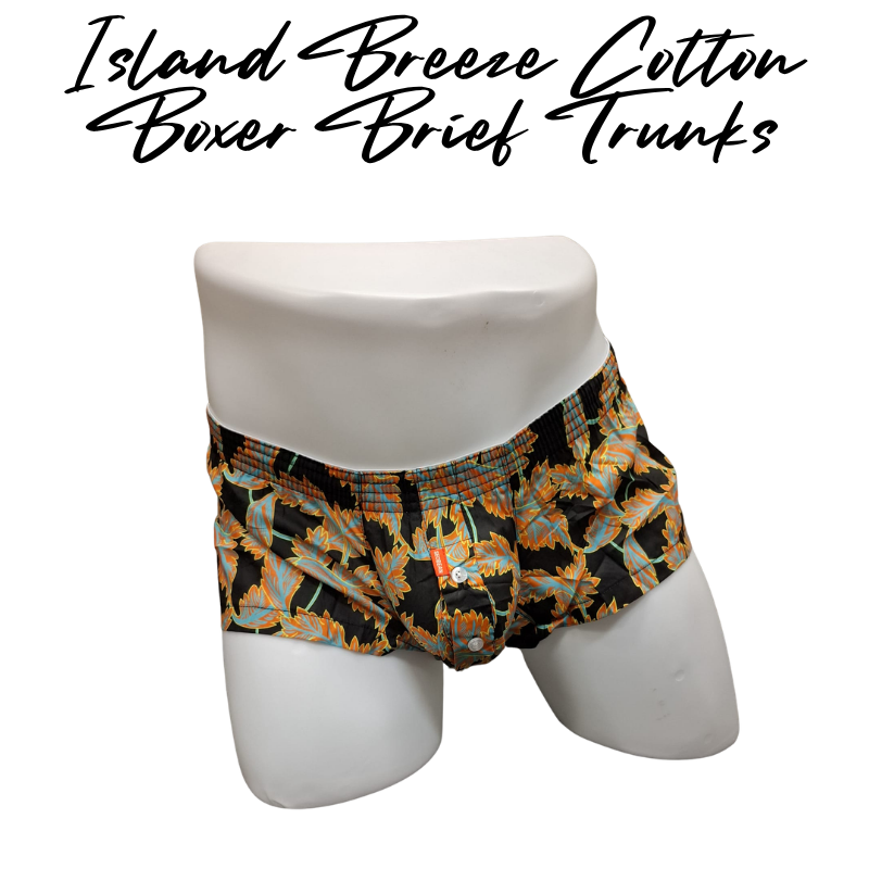 Men's Boxer: Cotton Island Breeze Print Boxer Brief Trunks Shorts-Underwear (SB260503)