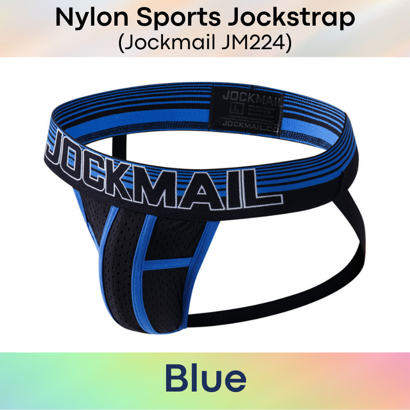 Men's Jockstrap: Nylon Perforated Double Layer 3D Pouch Rugby Sports Jockstrap (JM224)