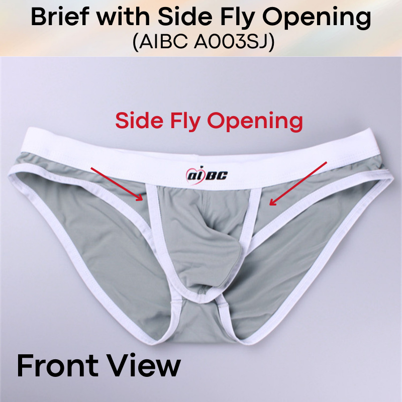 Men's Brief: Polyester Brief with Side Fly Opening Underwear (A003SJ)
