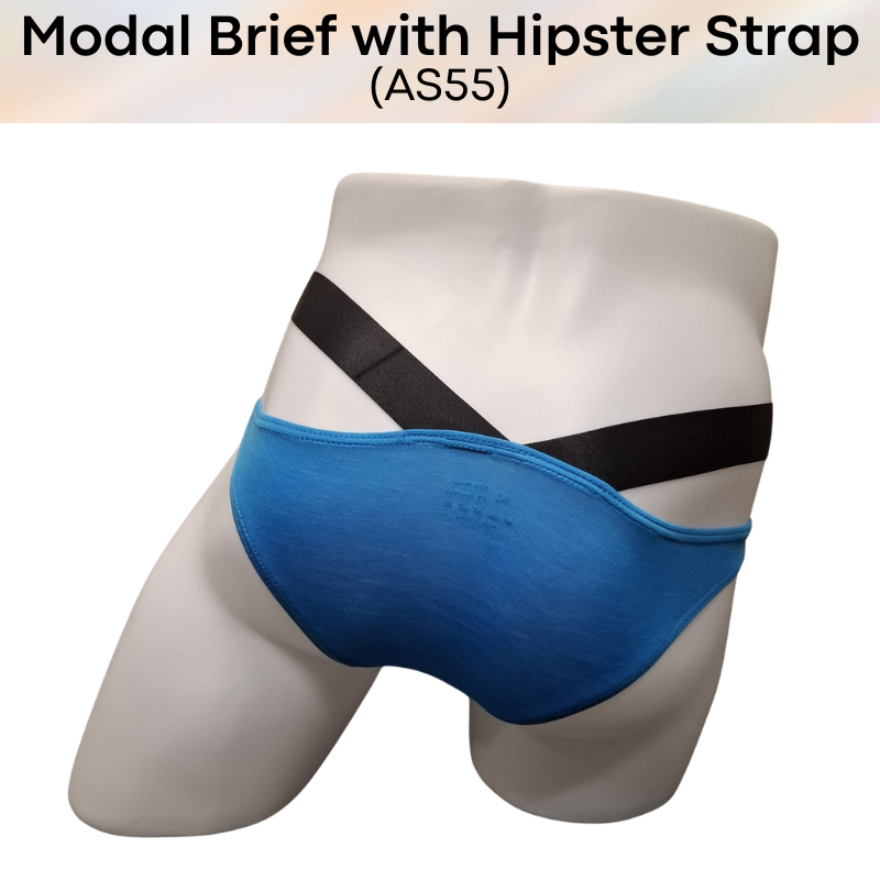 Men's Brief: Modal Bikini Brief with Hip V Strap Underwear (AS55)