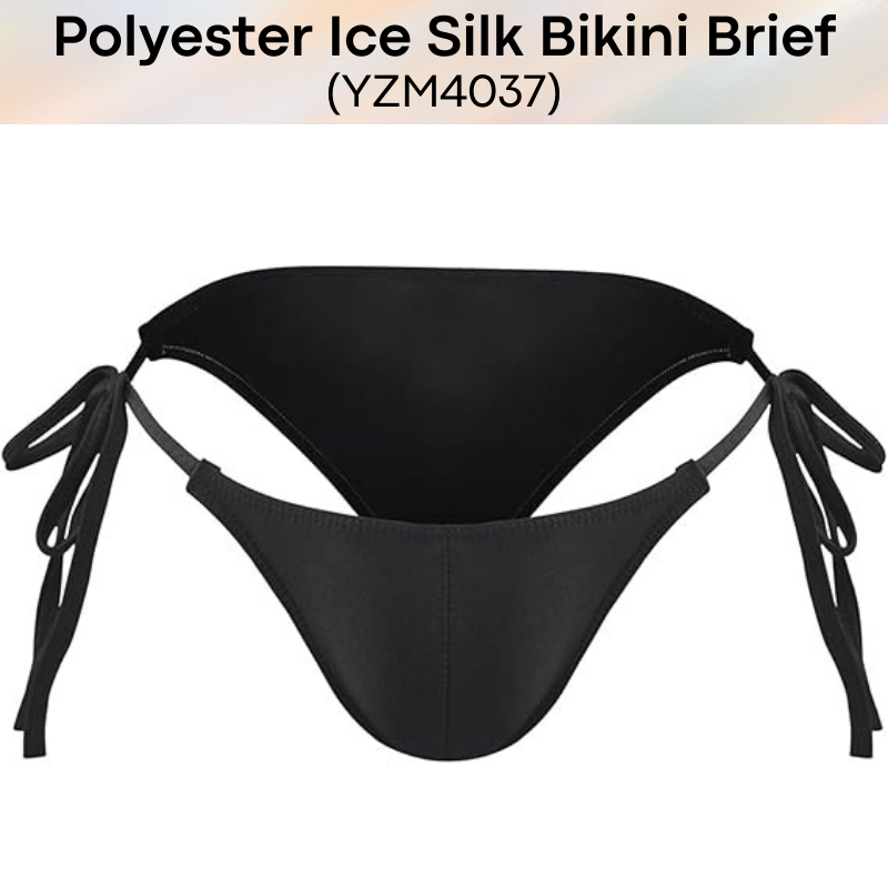 Men's Brief: Polyester Ice Silk Bikini Brief with Side String Tie (YZM4037)