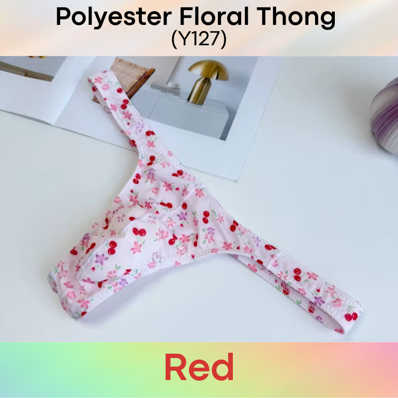 Men's Thong: Polyester Floral Print Low Waist T Back Underwear (Y127)