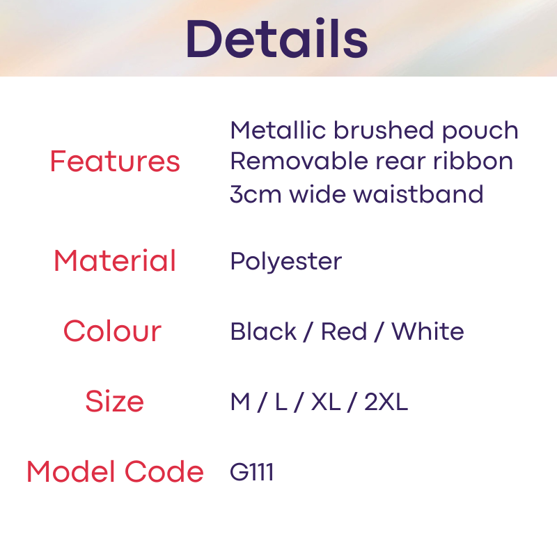 Men's Thong: Polyester Metallic Brushed Pouch with Rear Removable Ribbon Thong Underwear (G111)