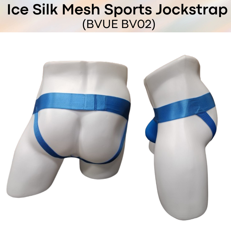 Men's Jockstrap: Polyester Ice Silk Mesh Sports Jockstrap in Metallic Colours Underwear (BV02)