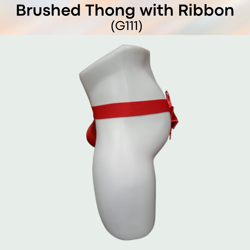 Men's Thong: Polyester Metallic Brushed Pouch with Rear Removable Ribbon Thong Underwear (G111)