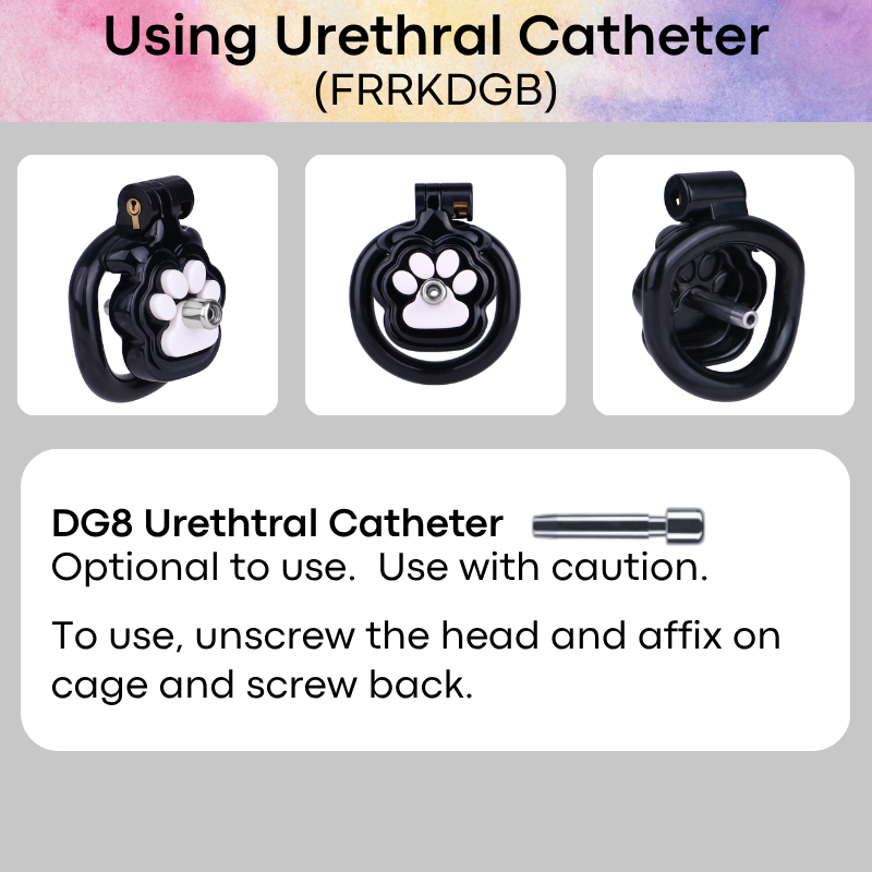 Adult Toy: Men's ABS Resin Paw Print Chastity Cage with Urethral Catheter and Strap Set (FRRKAS123)