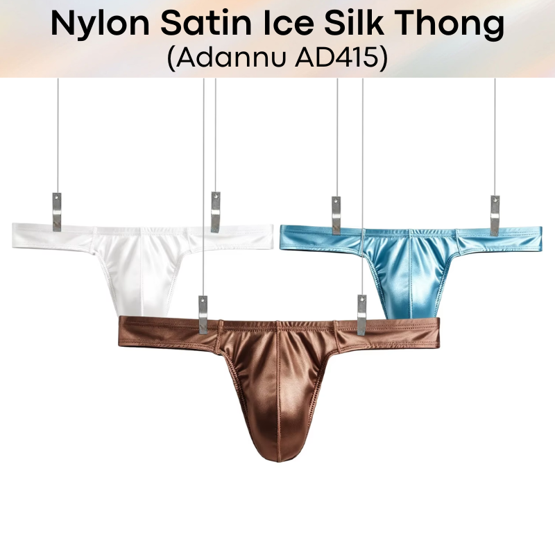 Men's Thong: Nylon Satin Ice Silk Thong Underwear (AD415)