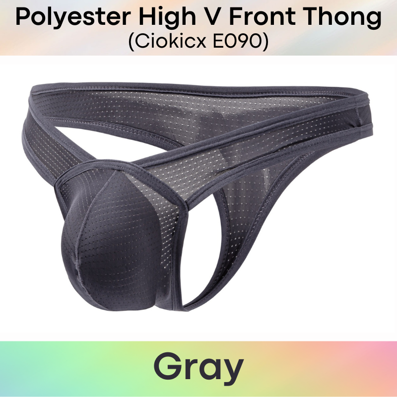 Men's Thong : Polyester Perforated High Front V 3D Pouch Thong Underwear (Ciokicx E090)