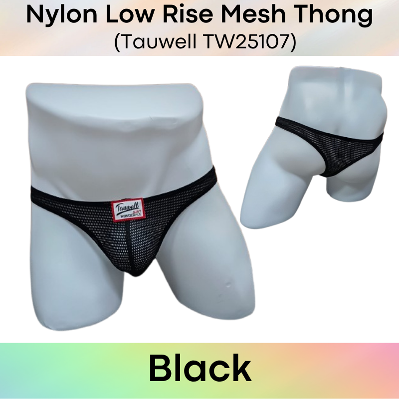 Men's Thong: Nylon Mesh Perforated Thong Underwear (TW25107)