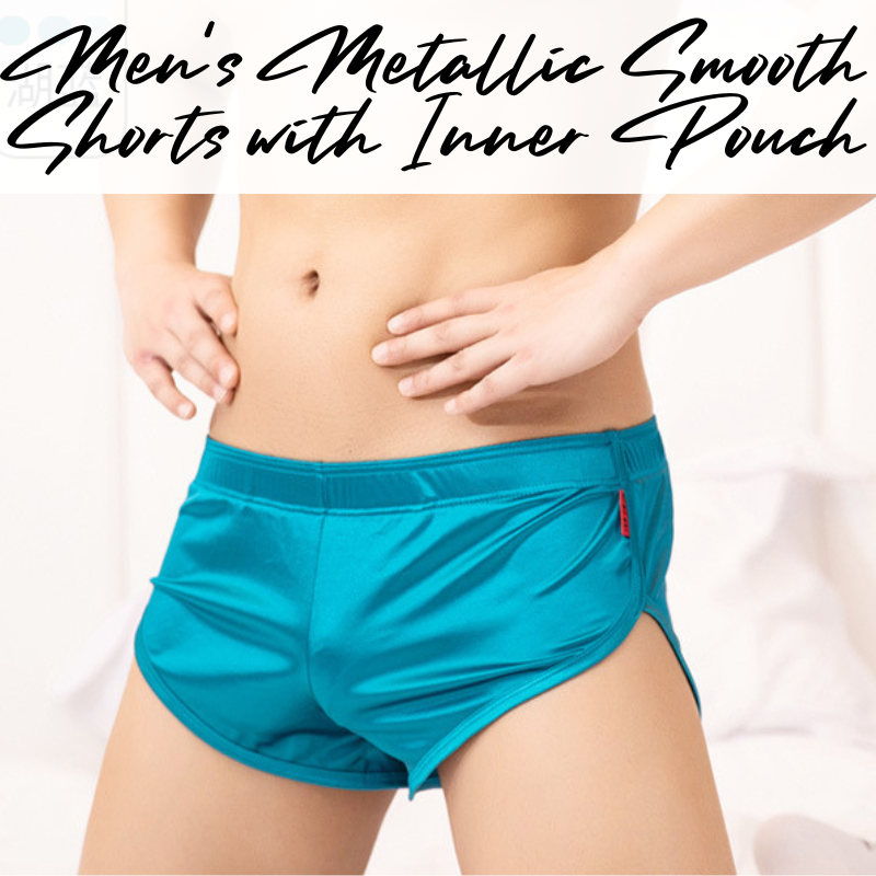 Men's Shorts : Polyester Metallic Smooth Shorts with Inner Front Pouch Lining (Miboer M554)