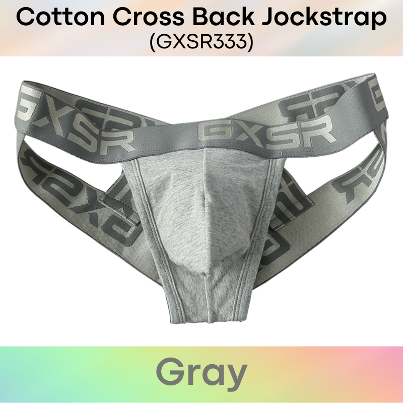 Men's Jockstrap: Cotton Double Layer Pouch Cross Back Jockstrap Underwear (GXSR333)