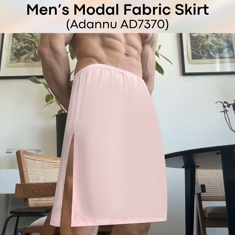 Men's Sleepwear: Modal Fabric Skirt with High Side Slit Opening (AD7370)