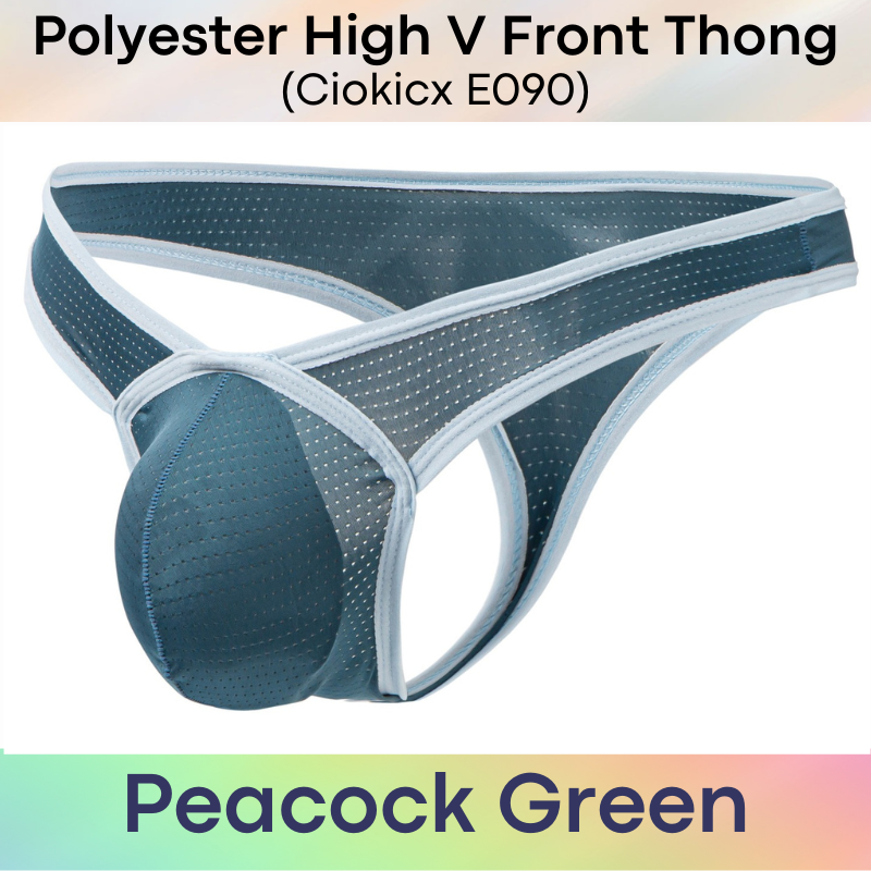 Men's Thong : Polyester Perforated High Front V 3D Pouch Thong Underwear (Ciokicx E090)