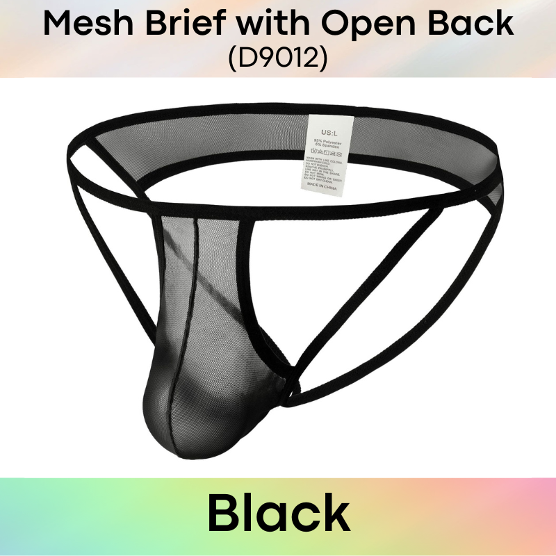 Men's Brief : Polyester Mesh Brief with Open Back (D9012)