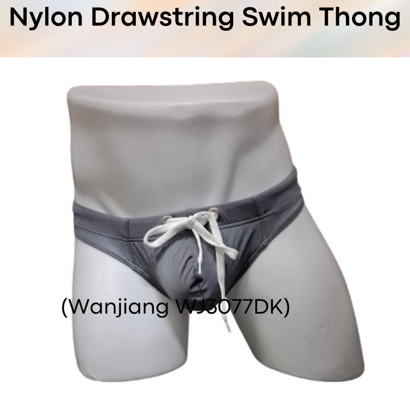 Men's Swimwear: Nylon Swim Thong with Drawstring (WJ3077DK)