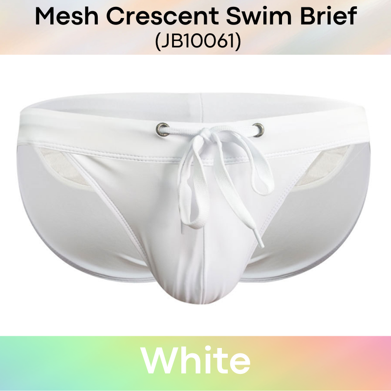 Men's Swimwear: Polyester Swimming Brief Trunks with Crescent Mesh Rear (JB10061)
