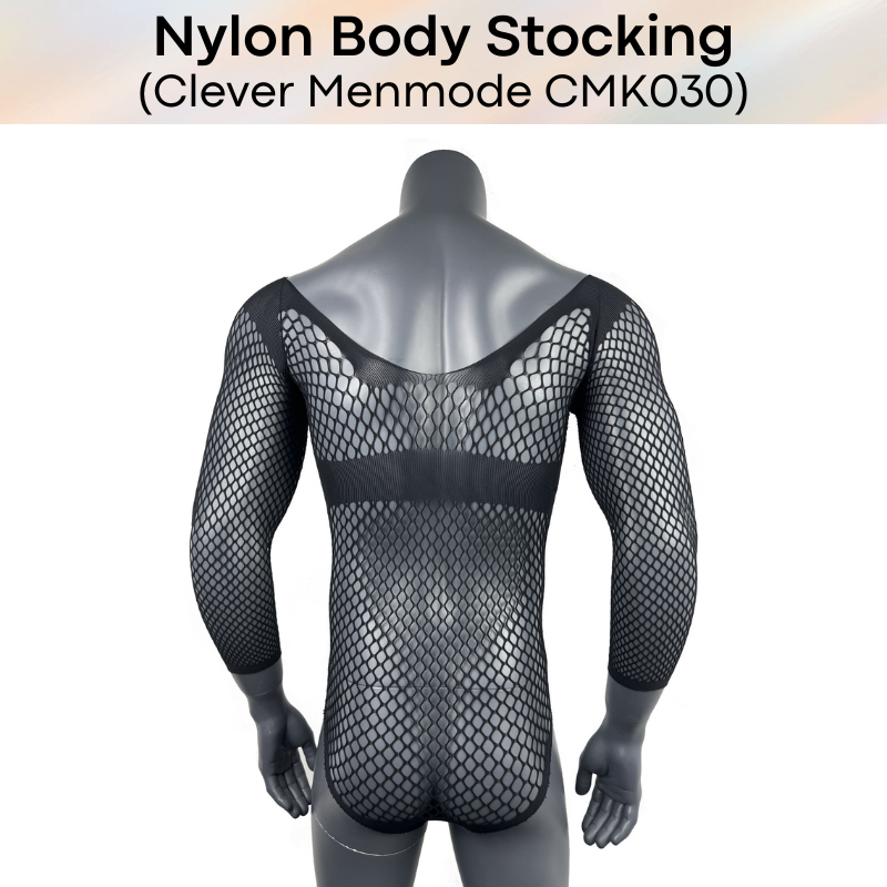 Men's Stocking: Nylon Net-Semi Mesh Body Brief Stocking with Covered Arms (CMK030)