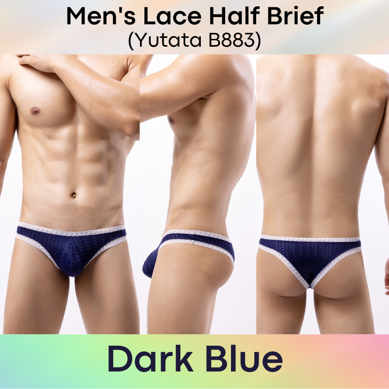 Men's Brief : Lace Half Brief with Lace Trimmings (Yutata B883)