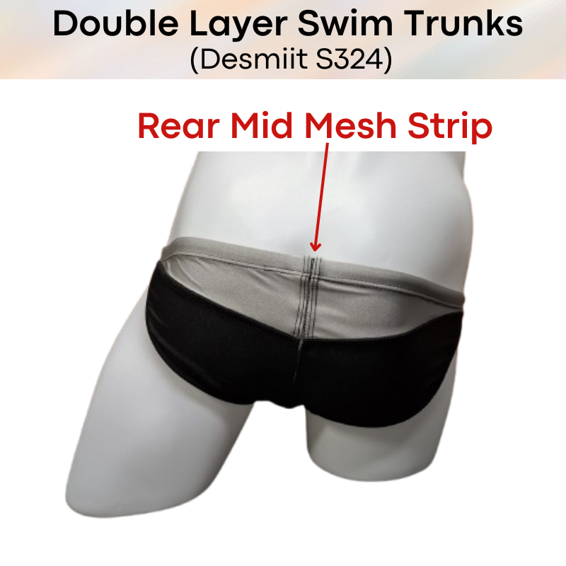 Men's Swimwear: Nylon Dual Colour Wave Design with Double Layer Swim Trunks with Drawstring (S324)