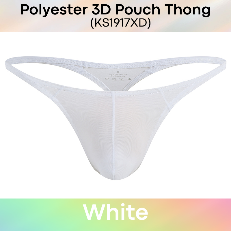 Men's Thong: Polyester 3D Pouch Low Rise Thong (KS1917XD)