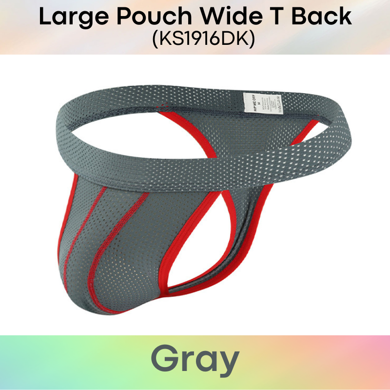 Men's Thong: Polyester Perforated Thong with Large Pouch and Wide Thong Strip (KS1916DK)