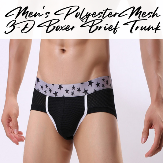 Men's Boxer : Polyester Mesh 3D Front and Rear Design Boxer Brief Trunks (BA10)