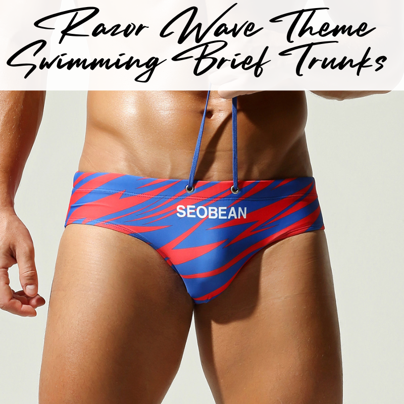 Lifestyle: Men's Razor Wave Printed Swimming Brief Trunks (SB260903)