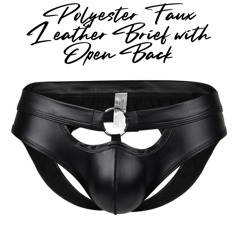 Men's Brief : Polyester Faux Leather Open Back Brief (A4)