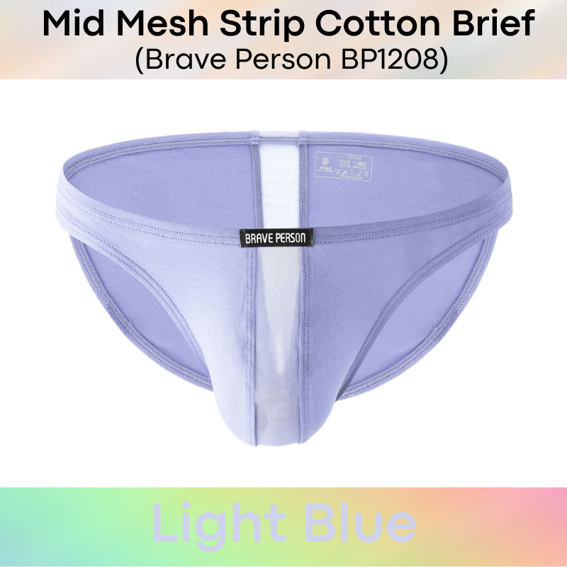 Men's Brief: Cotton Brief with Mid Mesh Strip Front-Rear (BP1208)