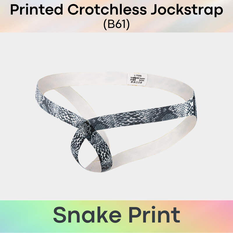 Men's Jockstrap: Polyester Printed Design Crotchless Jockstrap Underwear (B61)
