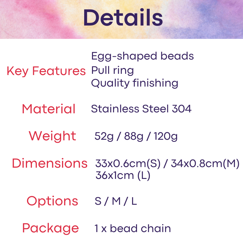 Adult Toy: Egg-shaped Bead Chain with Pull Ring (FRRK224)