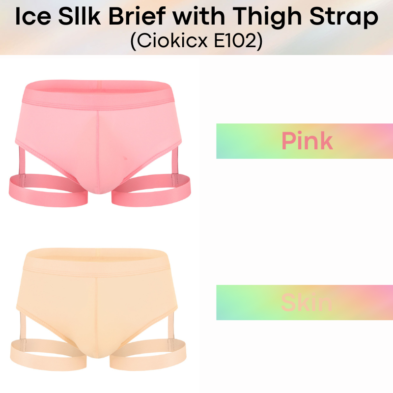 Men's Brief : Polyester Ice Silk Thin Brief with Thigh Strap (Ciokicx E102)