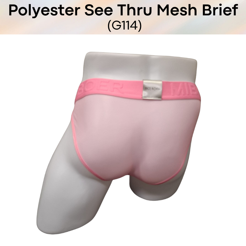 Men's Brief: Polyester Mesh See Through Brief Underwear (G114)