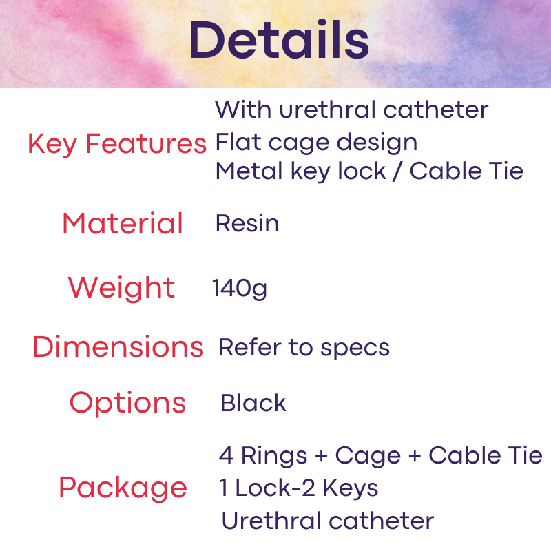 Adult Toy: Men's Resin Chastity Cage with Urethral Catheter (FRRK216DG9C)