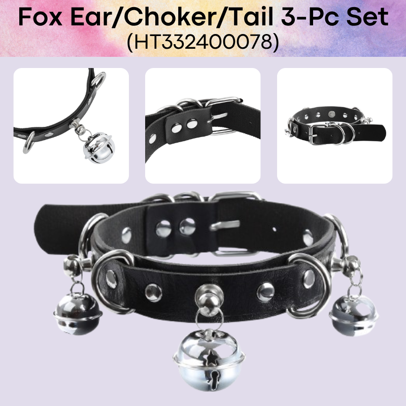 Adult Roleplay: Unisex 3-Piece Set Fox Ear / Fox Tail / Bell Choker for Roleplay (HT332400078)