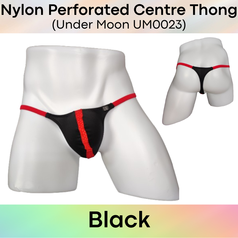 Men's Thong : Nylon Thong with Perforated Centre Underwear (UM0023)