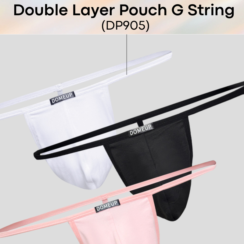 Mens GString: Polyester Double Layer Large Front Pouch GString Underwear (DP905)