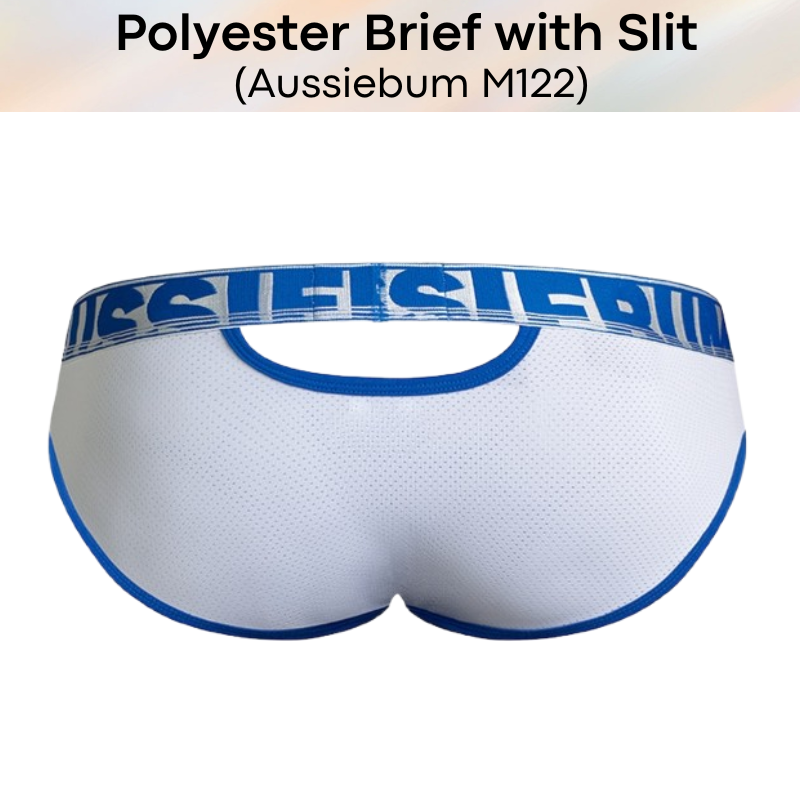 Men's Brief: Polyester Brief with Airholes and Front/Rear Slit Opening (M122)