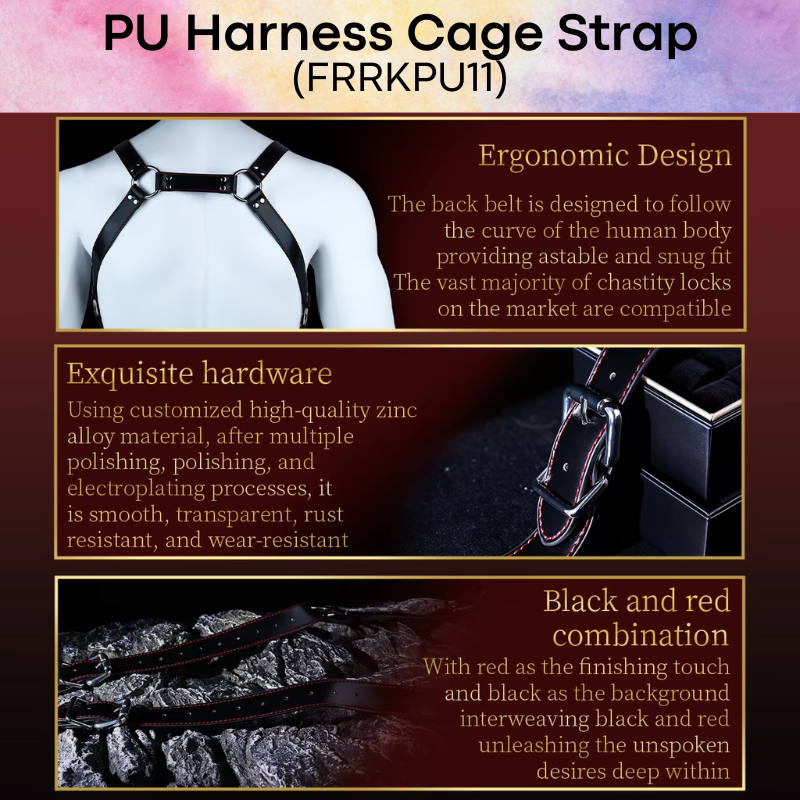 Adult Toy: PU Leather Harness Body Strap for Penis Ring or Chastity Cage Ring (FRRKPU11)