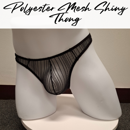 Men's Thong: Polyester Glittery Mesh Thong (B906)
