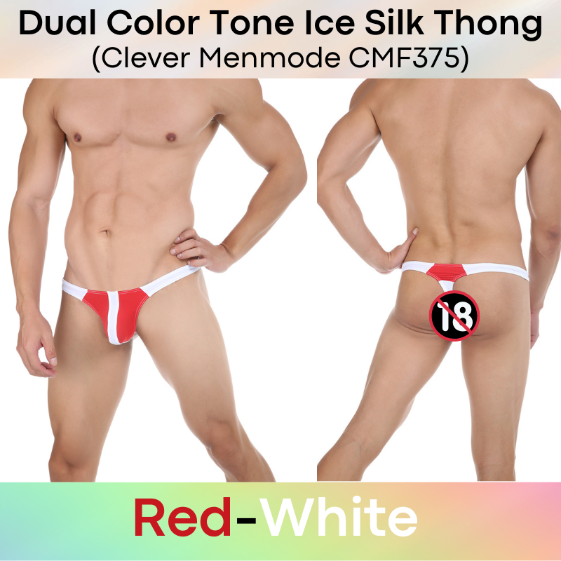 Men's Thong : Polyester Dual Color Tone Ice Silk Thong (Clever Menmode CMF375)